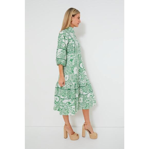 HYACINTH HOUSE Green and White Floral Hillsborough Midi Dress Size XS NWT - Picture 4 of 8